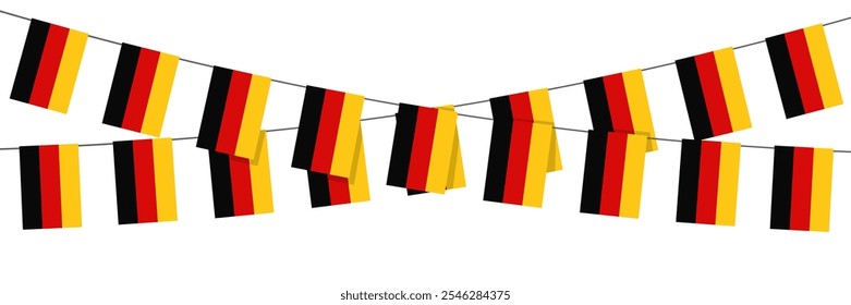 Banderas de la guirnalda de Alemania en el fondo blanco. Bunting para el Anuncio de Plantilla de la celebración de Alemania.