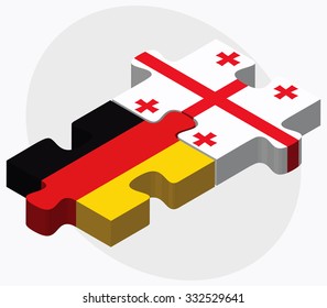 Germany and Georgia Flags in puzzle isolated on white background