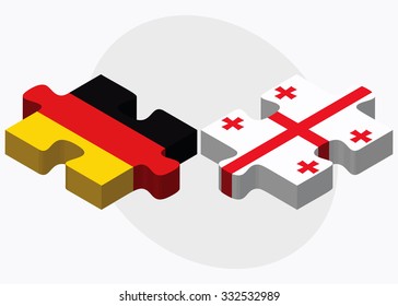Germany and Georgia Flags in puzzle isolated on white background