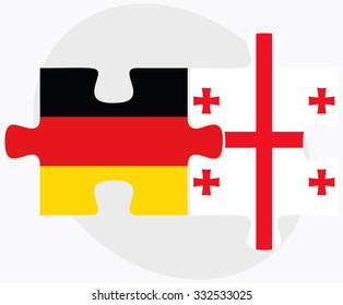 Germany and Georgia Flags in puzzle isolated on white background