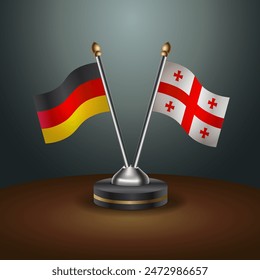 Germany and Georgia Republic table flags relation with gradient backgrund. Vector Illustration