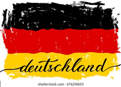 Germany german flag grunge paint writing text vector. There are true colors of flag