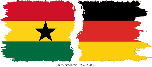 Germany and Ghana grunge flags connection, vector