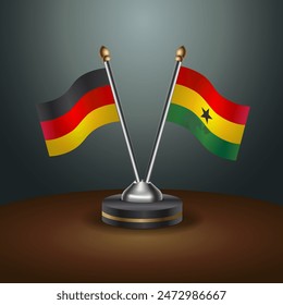 Germany and Ghana table flags relation with gradient backgrund. Vector Illustration