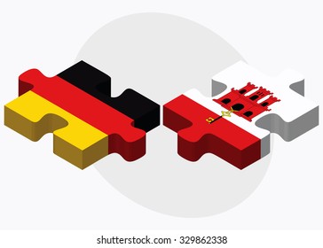 Germany and Gibraltar Flags in puzzle isolated on white background