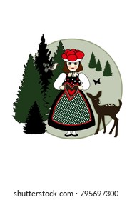 Germany , girl wearing traditional Black Forest costume 