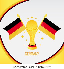 Germany Gold Football Trophy / Cup and Flag