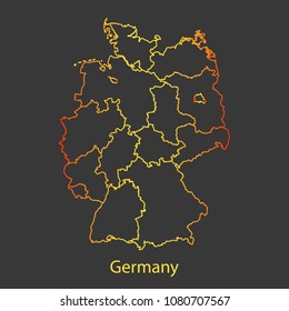 Germany gradient outline,stroke of map with administrative division. Modern line style vector illustration