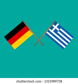 Germany and Greece crossed flags.Language learning or travel concept.