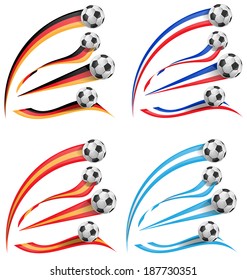 germany, greece, france, spain flag set with soccer ball