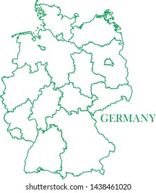 Germany green line map vector