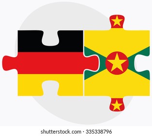 Germany and Grenada Flags in puzzle isolated on white background