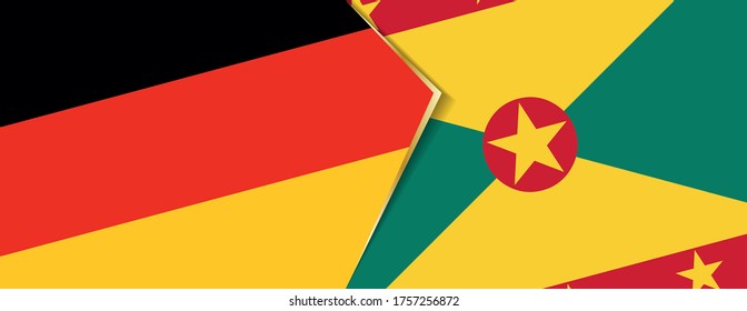 Germany and Grenada flags, two vector flags symbol of relationship or confrontation.