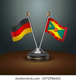 Germany and Grenada table flags relation with gradient backgrund. Vector Illustration