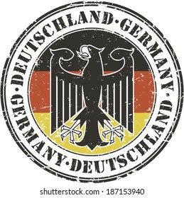 Germany grunge stamp. Eagle in the middle.