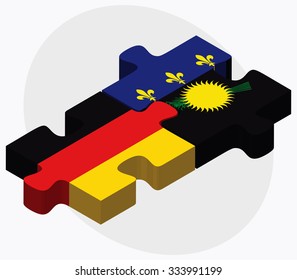 Germany and Guadeloupe Flags in puzzle isolated on white background