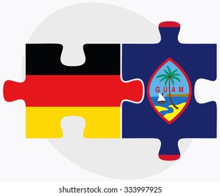 Germany and Guam Flags in puzzle isolated on white background