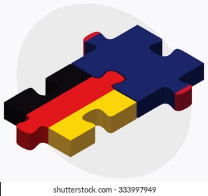 Germany and Guam Flags in puzzle isolated on white background