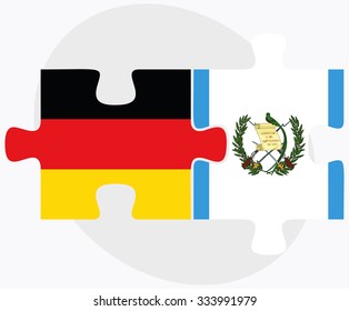 Germany and Guatemala Flags in puzzle isolated on white background