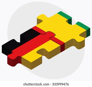 Germany and Guinea Flags in puzzle isolated on white background