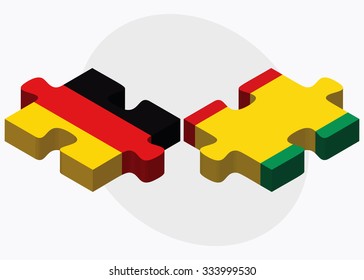 Germany and Guinea Flags in puzzle isolated on white background