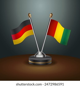 Germany and Guinea table flags relation with gradient backgrund. Vector Illustration