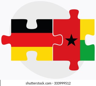 Germany and Guinea-Bissau Flags in puzzle isolated on white background