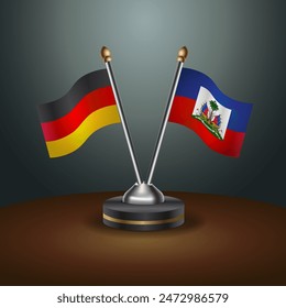 Germany and Haiti table flags relation with gradient backgrund. Vector Illustration