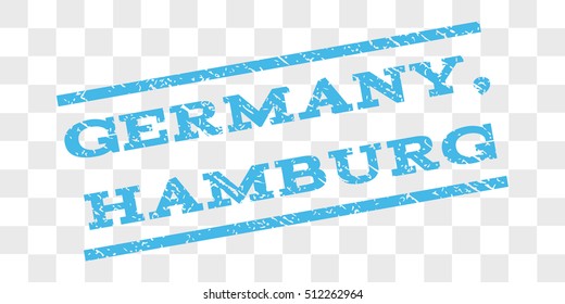 Germany, Hamburg watermark stamp. Text caption between parallel lines with grunge design style. Rubber seal stamp with dust texture.