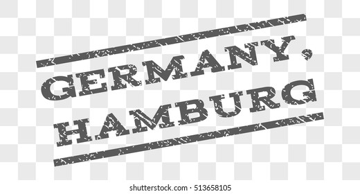 Germany, Hamburg watermark stamp. Text tag between parallel lines with grunge design style. Rubber seal stamp with dirty texture. Vector grey color ink imprint on a chess transparent background.
