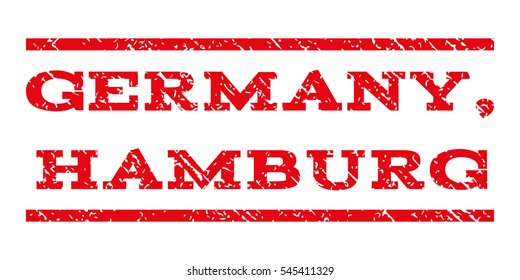 Germany, Hamburg watermark stamp. Text tag between horizontal parallel lines with grunge design style. Rubber seal stamp with dirty texture.