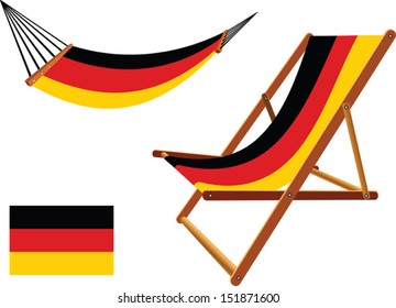 germany hammock and deck chair set against white background, abstract vector art illustration