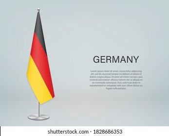 Alemania colgando la bandera en el estrado. Plantilla para banner de conferencia política