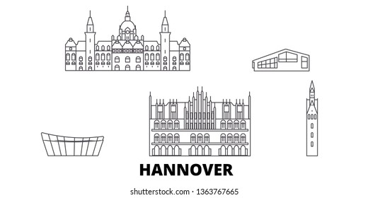 Germany, Hannover line travel skyline set. Germany, Hannover outline city vector illustration, symbol, travel sights, landmarks.