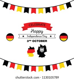 Germany Happy Unity Day, 3 rd of October, celebration card with German national flag. Vector illustration.