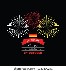 Germany Happy Unity Day, 3 rd of October, celebration card with German national flag. Vector illustration.