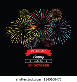 Germany Happy Unity Day, 3 rd october, celebration card with German national flag. Vector illustration.