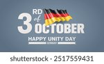 Germany happy unity day greeting card, banner with template text vector illustration. German memorial holiday 3rd of October design element with 3D flag with stripes