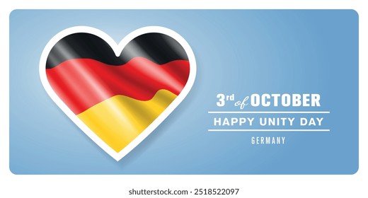 Germany happy unity day greeting card, banner vector illustration. German national holiday 3rd of October design element with 3D flag