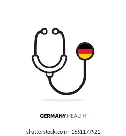 Germany healthcare concept. Medical stethoscope with country flag