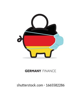 Germany healthcare cost. Piggy bank wearing a protective face mask