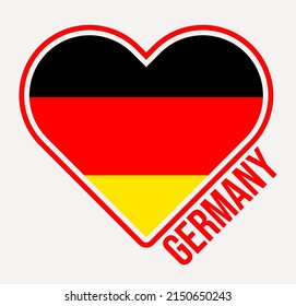 Bandera de la bandera del corazón de Alemania. Logo hecho con amor desde Alemania. Bandera de la forma del corazón del país. Ilustración vectorial.