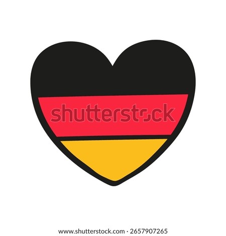 Germany heart hand drawn flag. Federal republic of germany. German doodle vector illustration