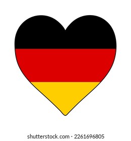 Germany Heart Shape Flag. Love Germany. Visit Germany. Western Europe. Europe. European Union. Vector Illustration Graphic Design.