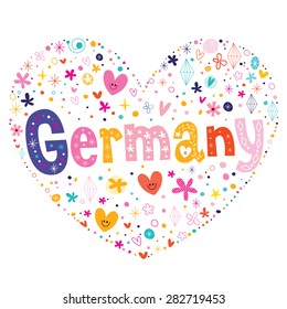 Germany heart shaped type lettering vector design