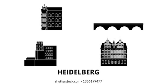 Germany, Heidelberg flat travel skyline set. Germany, Heidelberg black city vector illustration, symbol, travel sights, landmarks.