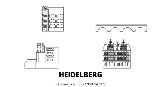 Germany, Heidelberg line travel skyline set. Germany, Heidelberg outline city vector illustration, symbol, travel sights, landmarks.
