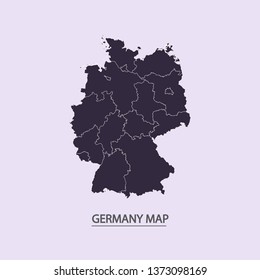 Germany - High detailed map violet outline map with caption on violet background.Abstract design vector illustration eps 10.