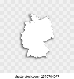 Germany high detailed vector representation of country silhouette. White color on transparent background with dropped shadow. For educational, decorative, or informational use.