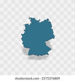 Germany high detailed vector representation of country silhouette. 3D map on transparent background with dropped shadow. For educational, decorative, or informational use.